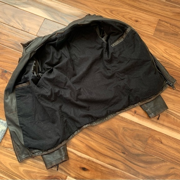 ALLSAINTS Mens Cargo Quilted Brown Leather Biker Jacket XS - Picture 10 of 15